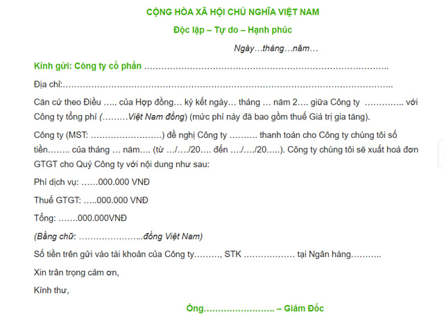 Mẫu công văn đòi nợ